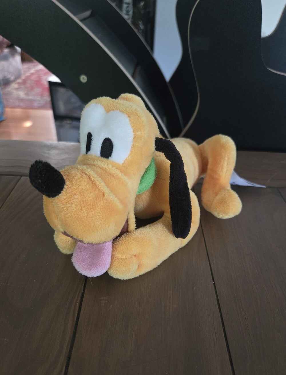 Disney Yellow Pluto Plush Dog with Black Ears and Pink Tongue
